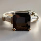 Vintage Smoky Quartz Ring 925 Sterling Silver Size 7.5 Square Cut Solitaire