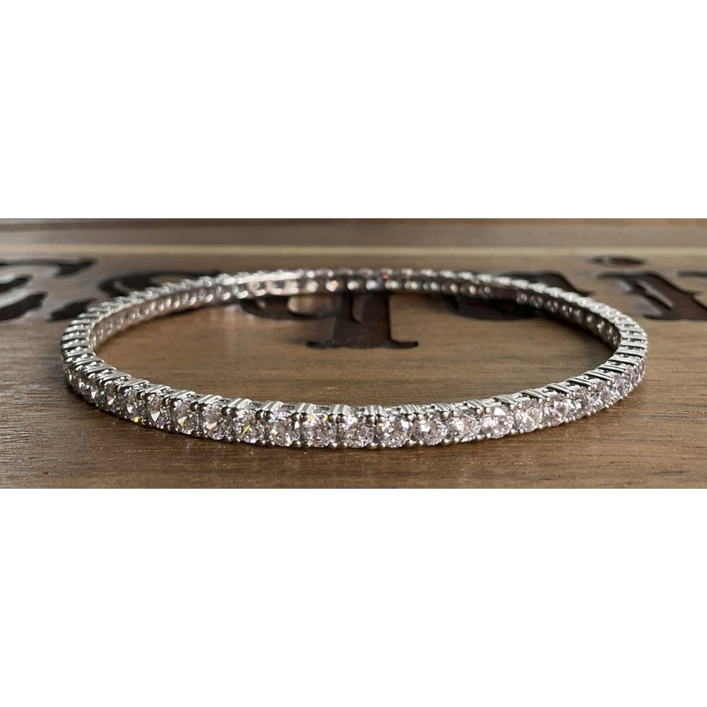 Sterling Silver CZ Tennis Bangle Bracelet 925 Cubic Zirconia