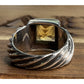 Vintage 925 Citrine Faceted Gemstone Ring Sterling Silver Bezel Setting Size 6