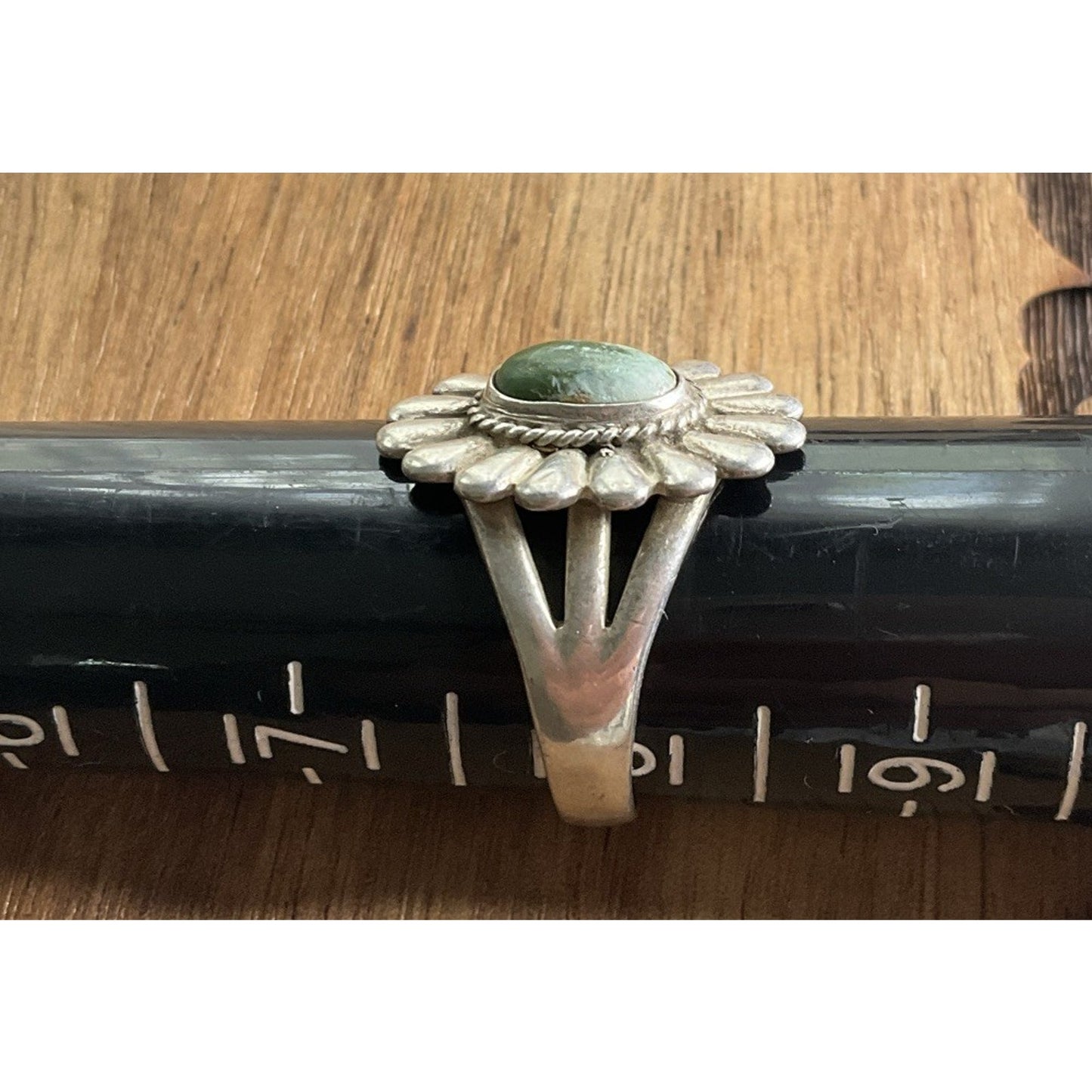 Vintage Sterling Silver Green Turquoise Ring Navajo Style Cluster Size 8