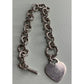 Vintage Sterling Silver Double Link Heart Charm Toggle Bracelet 40g