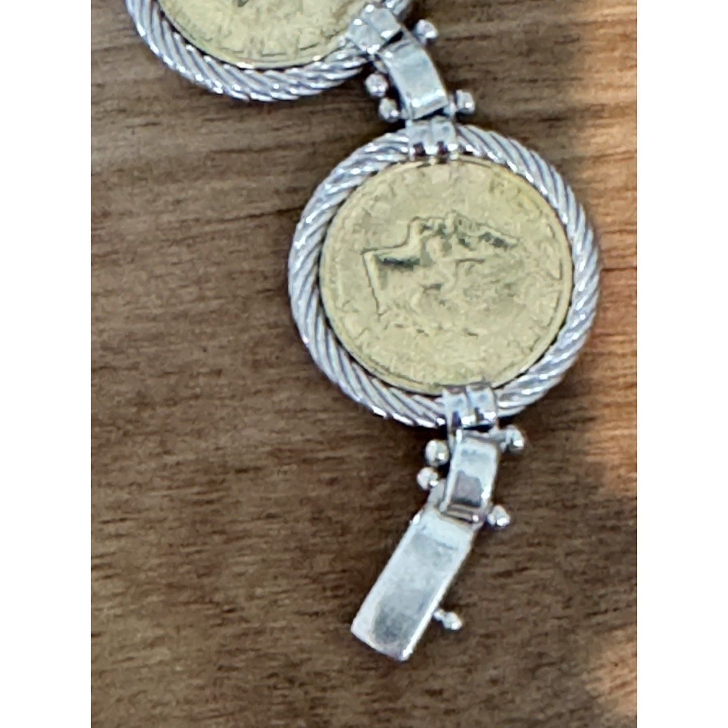 Vintage Italian Sterling Silver Bracelet Five Genuine Italian 20 Lire Coins 44g
