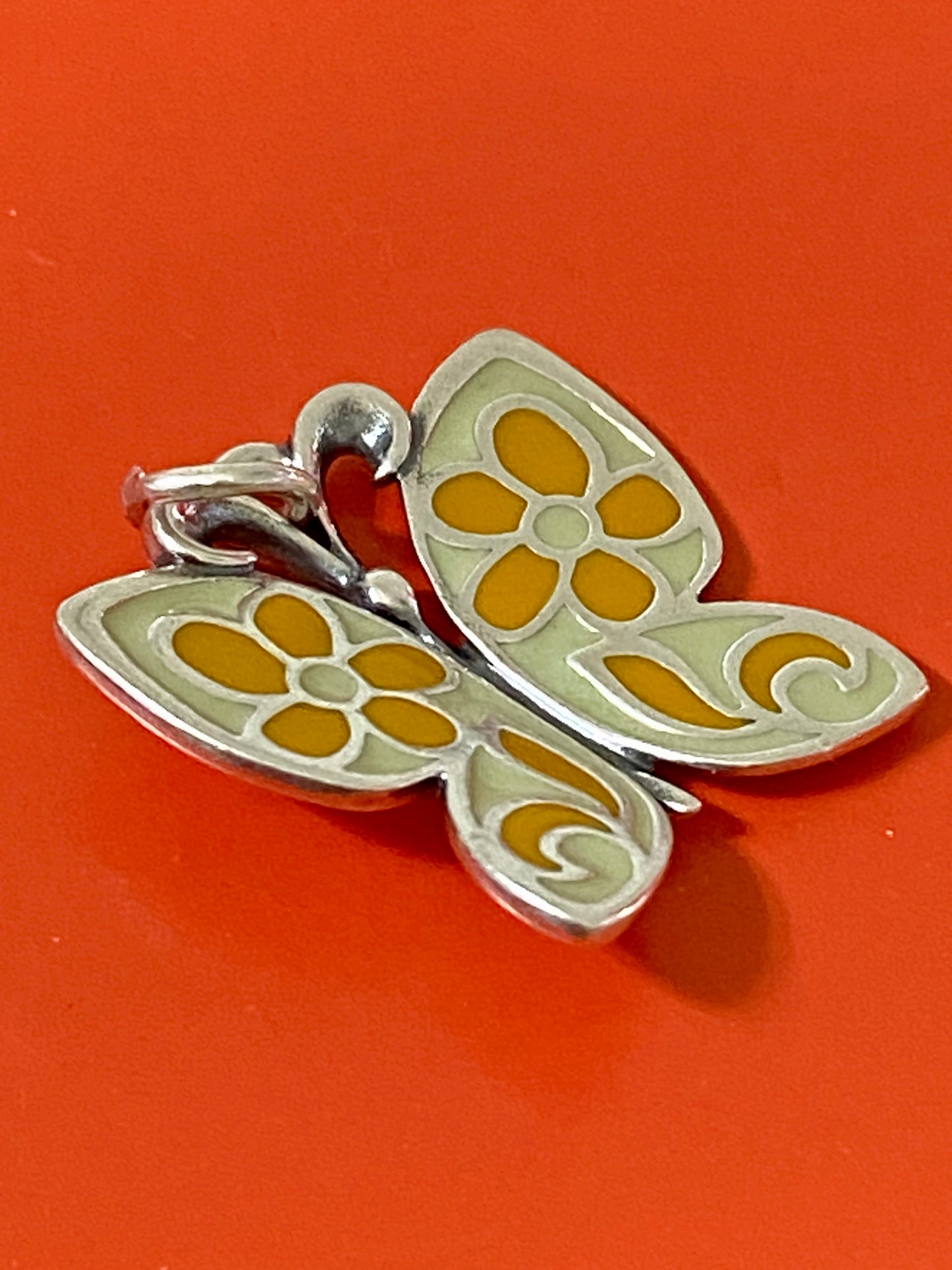 Preowned James Avery Retired Hard to Find Yellow Enameled Butterfly Pendant