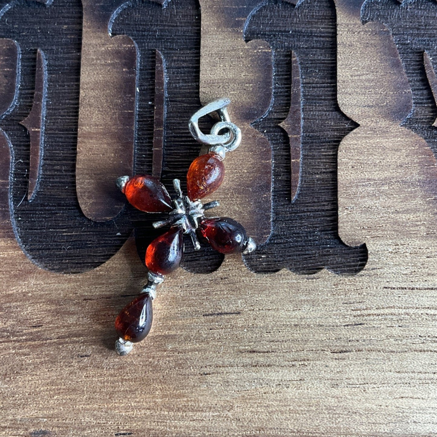 Sterling Silver Red Gem Cross Pendant
