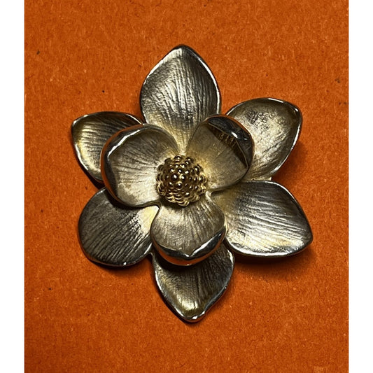 Pre Owned James Avery Retired 14k Gold And Silver Magnolia Blossom Flower Pendant