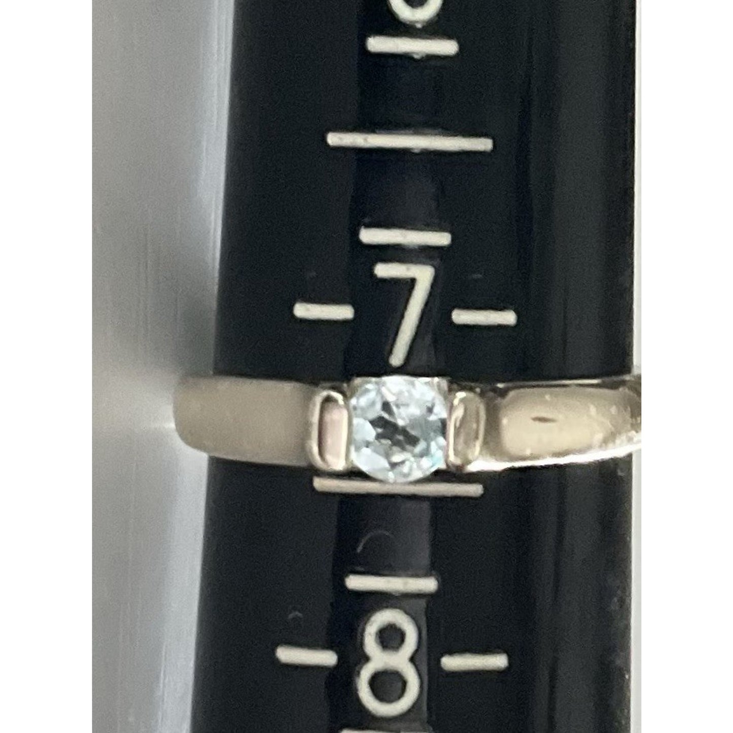Vintage Sterling Silver 925 Signed SU Blue Topaz Flush Set Ring Size 7.5