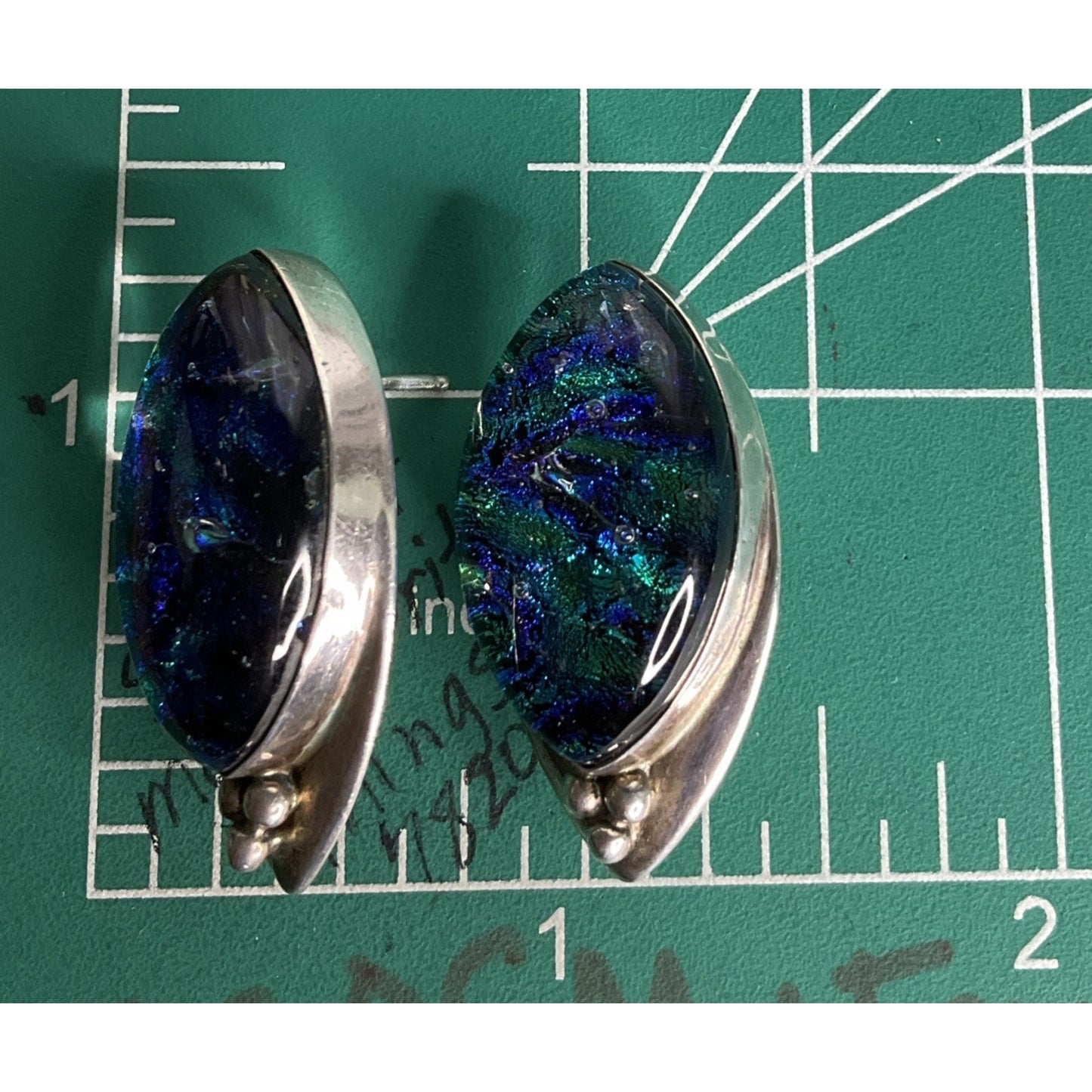 Vintage Jay King DTR Sterling Silver Dichroic Glass Statement Earrings 16g