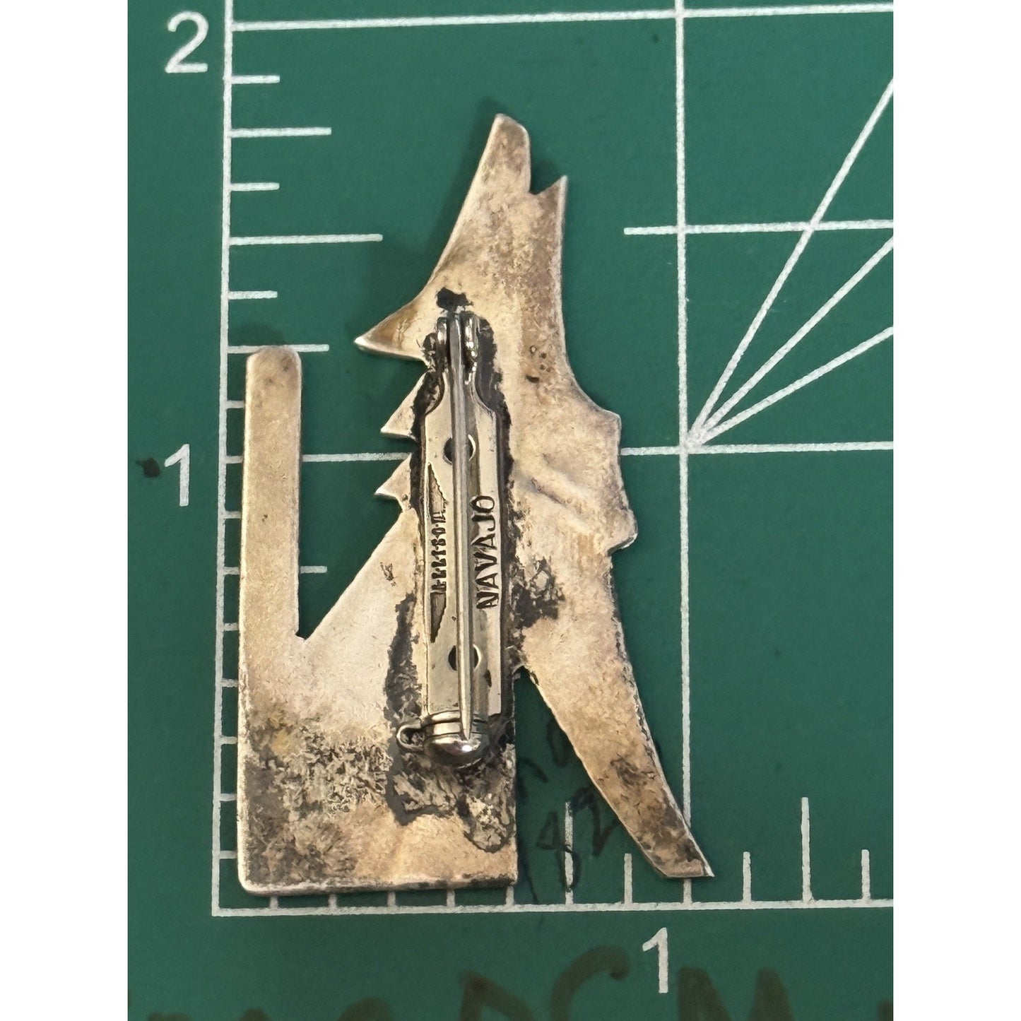 Vintage Navajo ALLISON Sterling Silver Howling Coyote Pin Brooch 5.2g