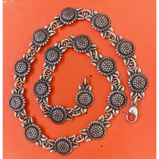 James Avery Retired Rare HTF Silver Sunflower Necklace Pre-Owned