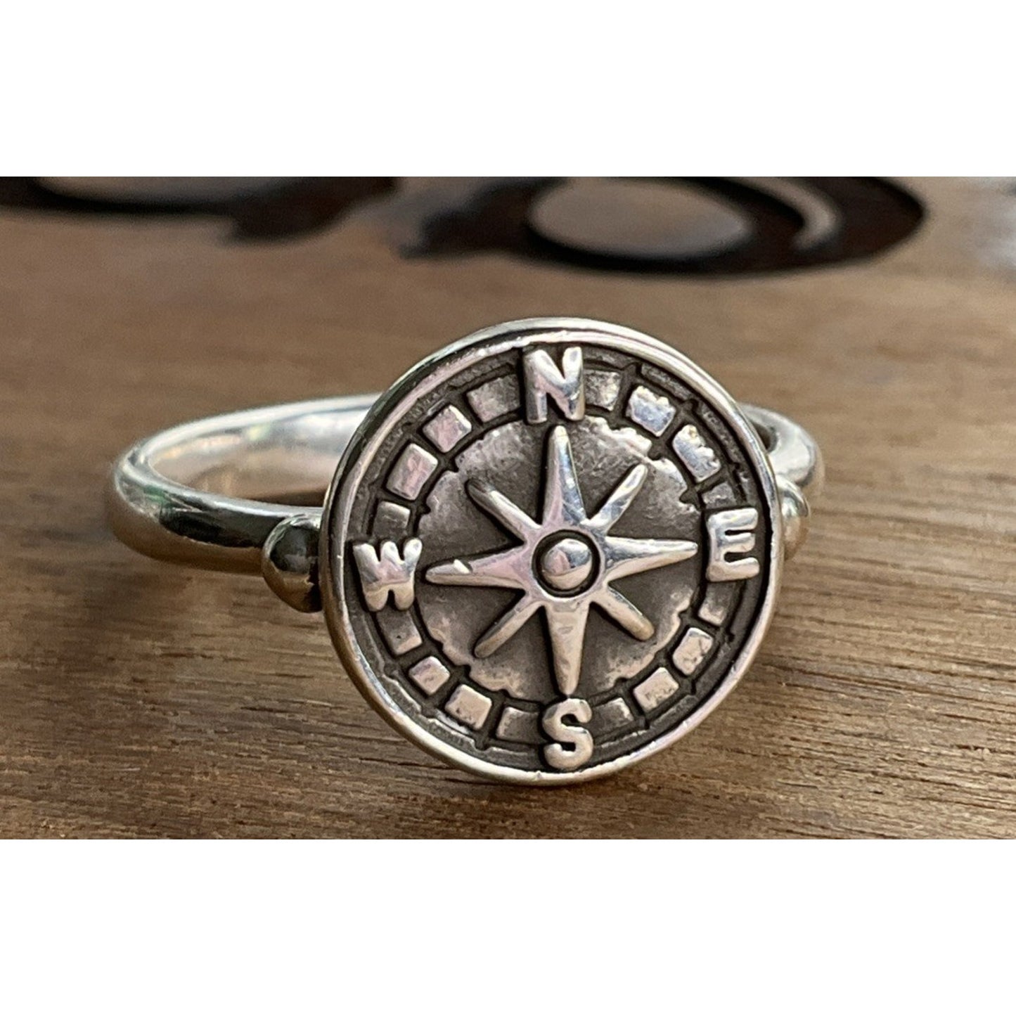 Retired James Avery Sterling Silver Life’s Journey Compass Ring Size 8