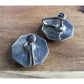 Vintage Siam Sterling Silver Niello Earrings Thai Dancer 1950s Screwback 8.2gr