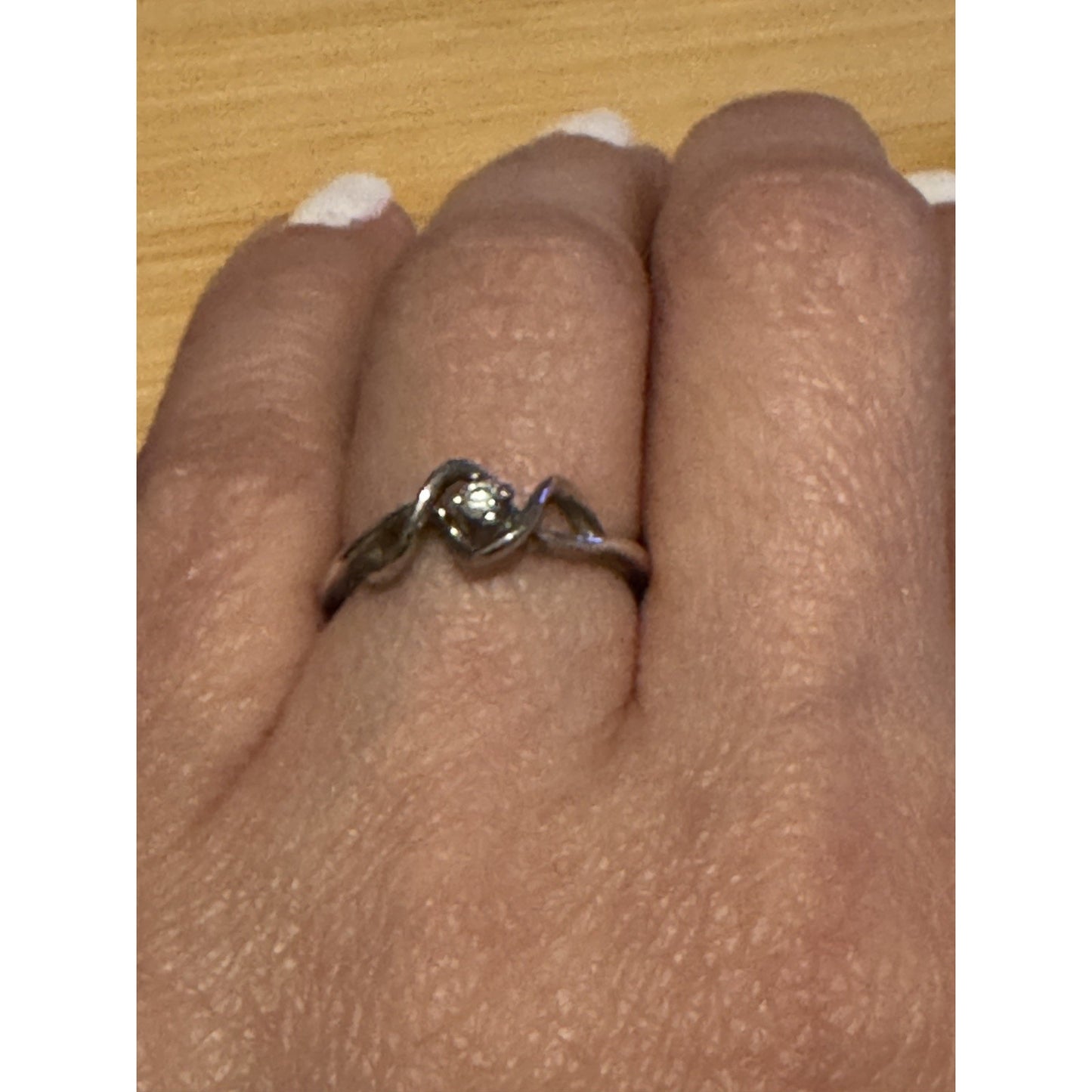 Vintage Sterling Silver SR Diamond Wave Sweetheart Promise Ring Size 5.5