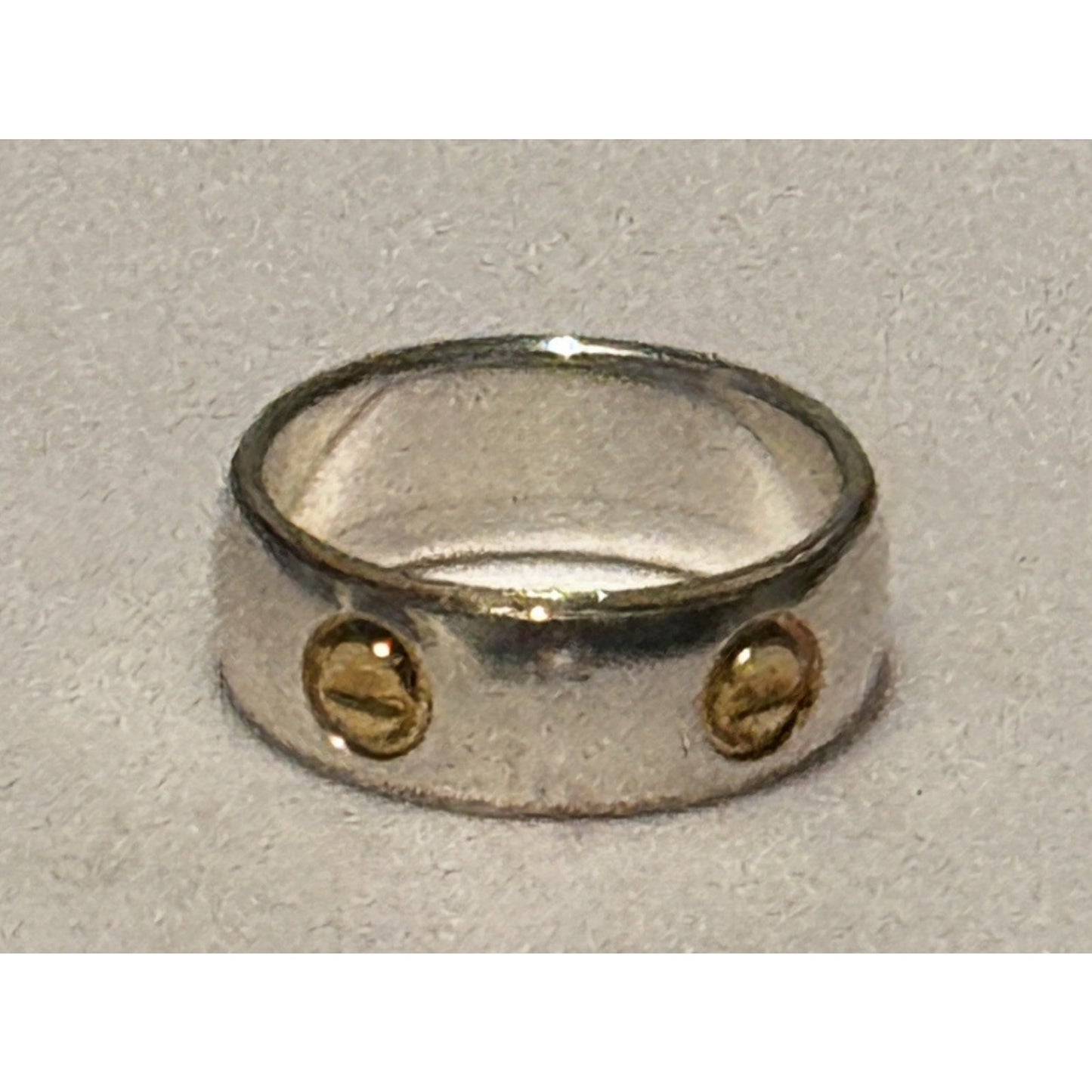 Vintage Italy 925 Sterling Silver Gold Tone Screw Band Ring Size 5