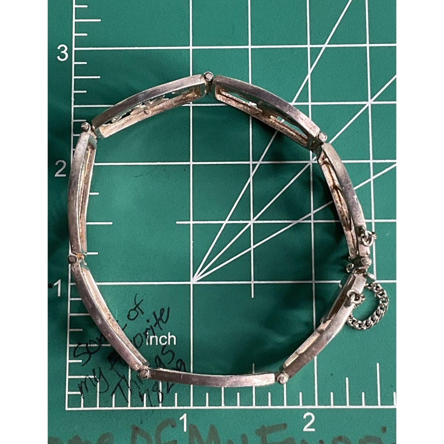 Vintage Sterling Silver Panel Bracelet Scenic Deer Floral Links