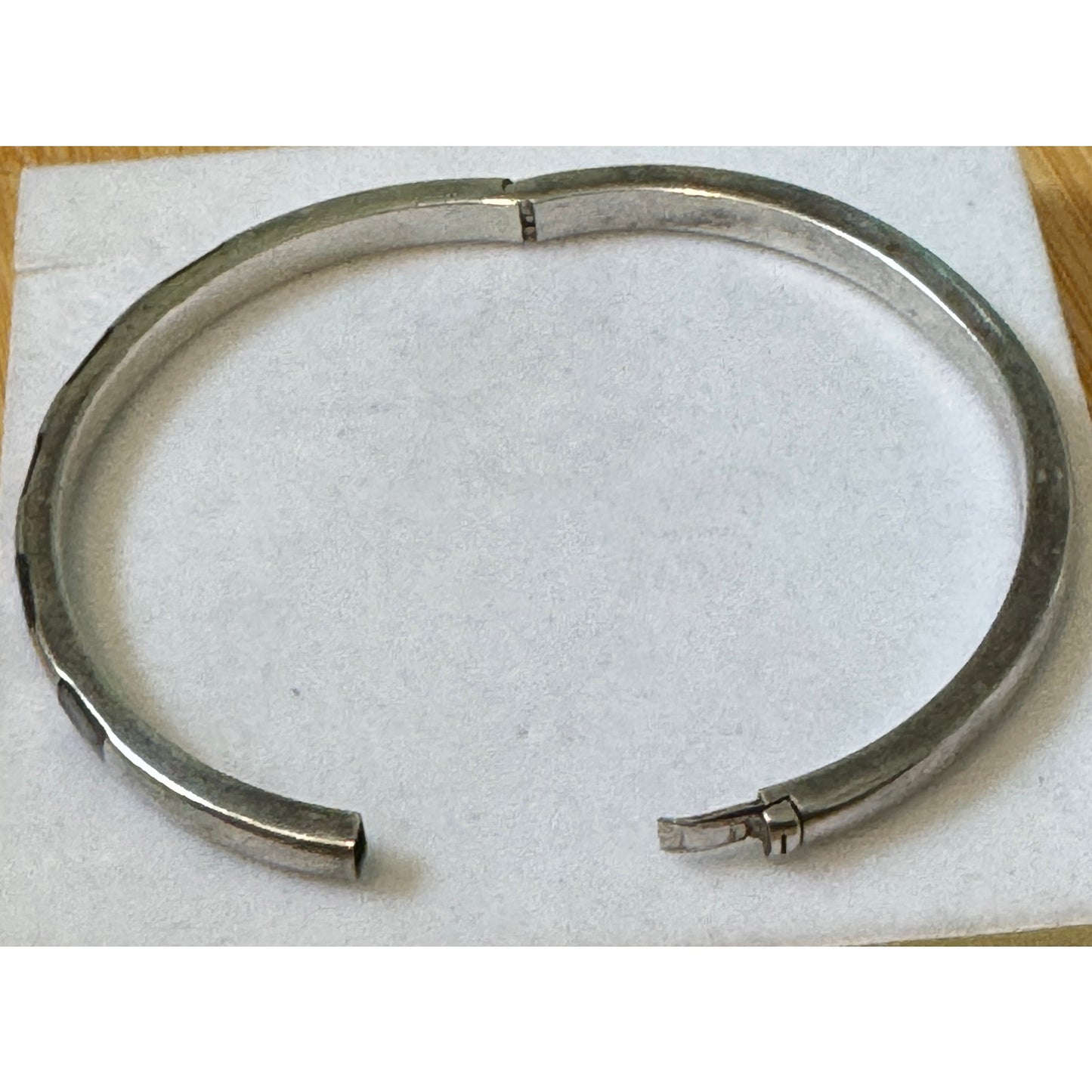 Vintage 925 Sterling Silver southwestern Abalone Inlay Hinged Bangle Bracelet