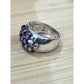 Vintage Sterling Silver 9 Stone Natural Amethyst Cluster Ring Size 6 Wide Band