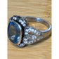 Vintage ESPO Sterling Silver Blue Topaz Ring Halo Joseph Esposito Size 8.5