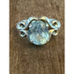 Vintage Kabana Sterling Silver Blue Topaz Scroll Ring Size 7.5 Signed KBN STER
