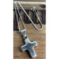 Vintage Sterling Silver Puffy Cross Pendant Necklace Rounded Cross