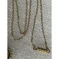 Vintage Gold Tone Damascene Style Necklace w/ Orange Enamel 16.5” Barrel Clasp