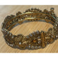 Vintage Etruscan Revival Filigree Rhinestone Amber Glass Bracelet