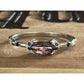 Sterling Silver Pink Marquise Gemstone Ring – Black Spinel & CZ Accents Size 10
