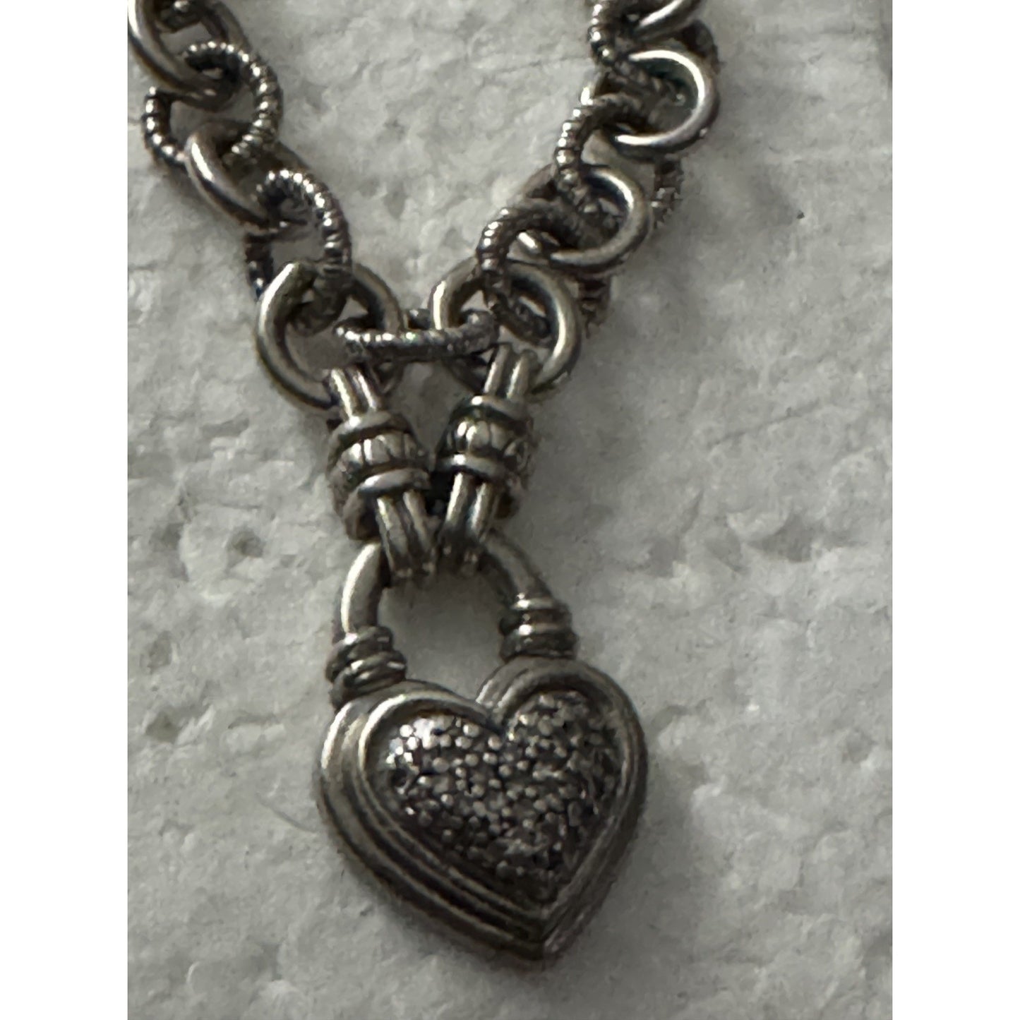 Kiran Jewels KRN Sterling Silver 925 Diamonds 1/4 Ct Heart Chain Charm Bracelet
