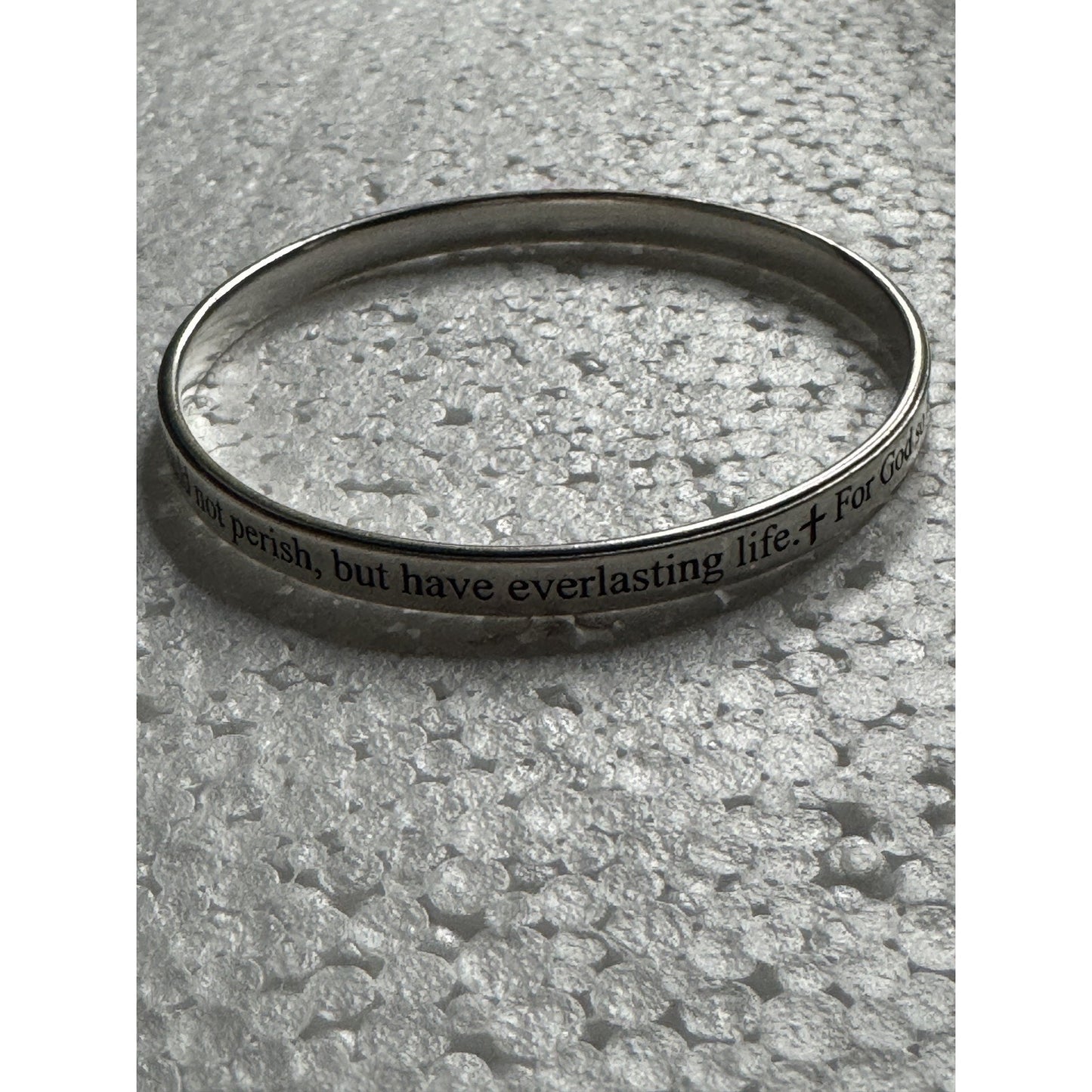 James Avery Retired Silver John 3:16 Bangle Bracelet Size L Pre-Owned
