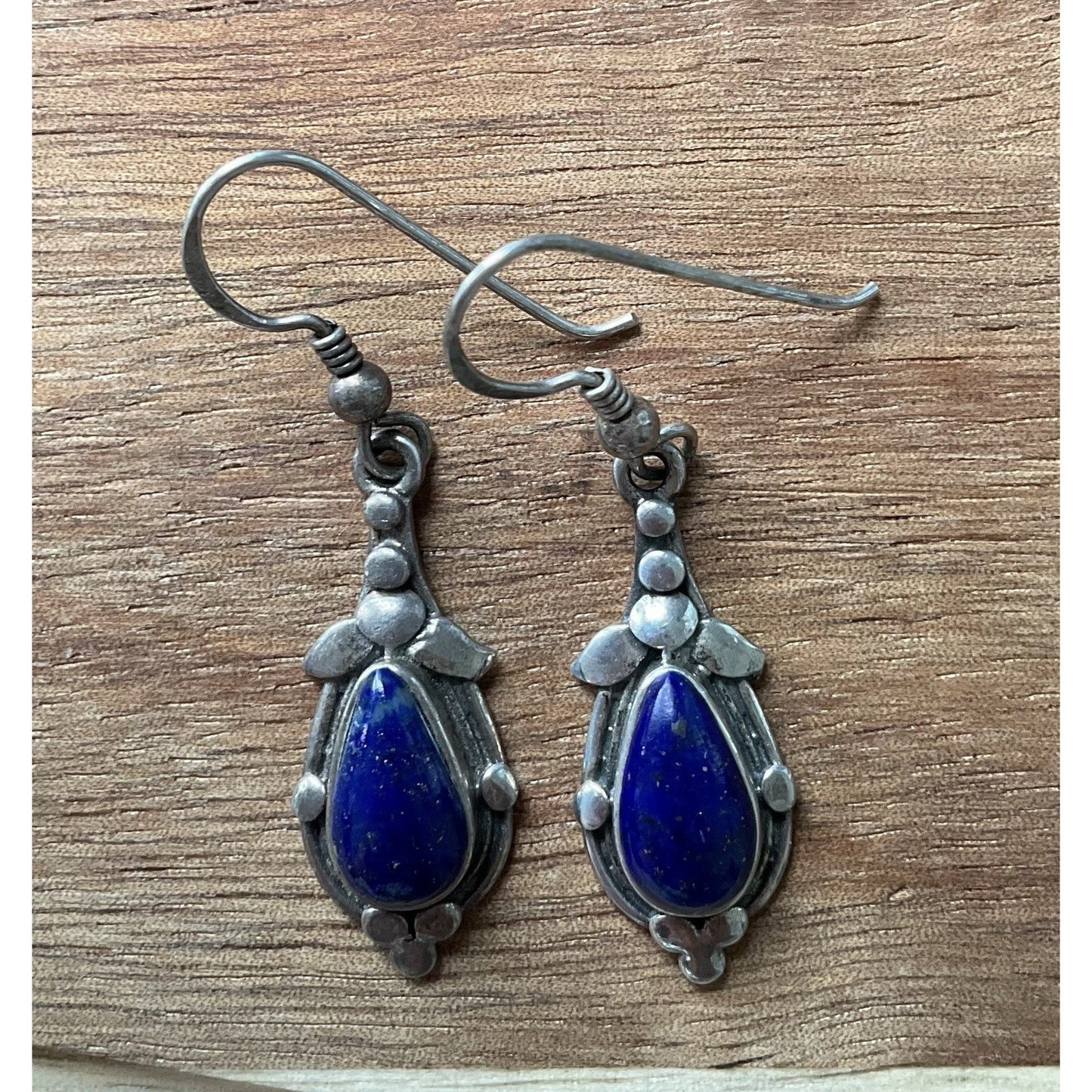 Sterling Silver Lapis Lazuli Dangle Earrings 925 Southwestern Navajo Style Drop