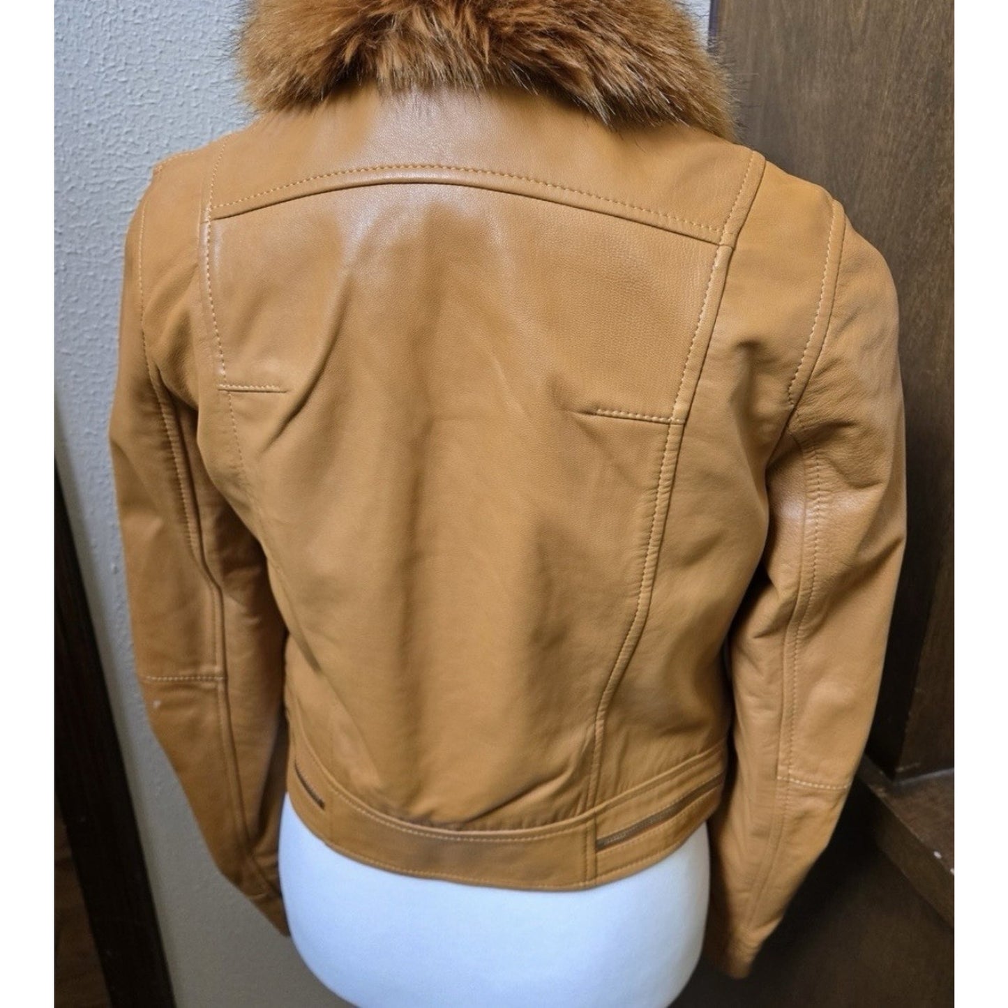 Women’s Marciano Lamb Leather Fur Jacket Y2K Size XS MINT Unused Condition