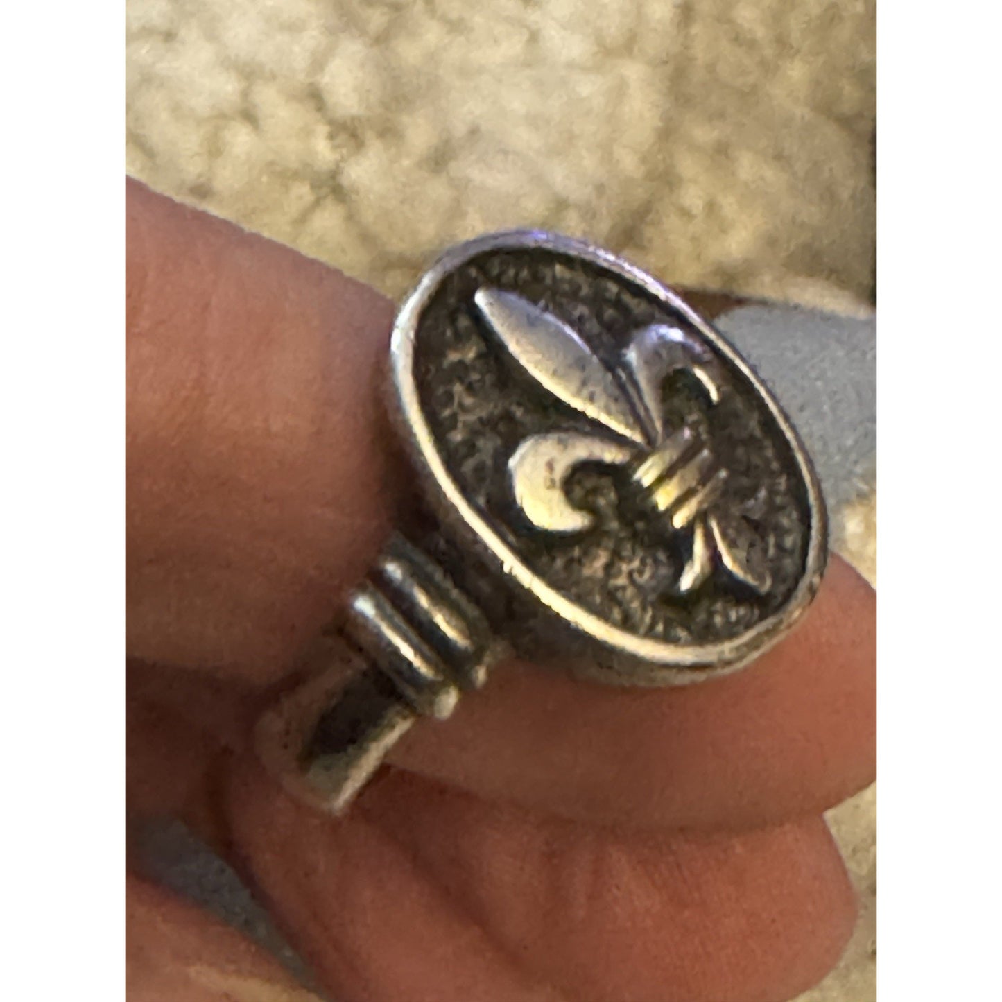 Vintage Ann King 925 Sterling Silver Fleur De Lis Ring w/ 18K Gold Accents 7.5
