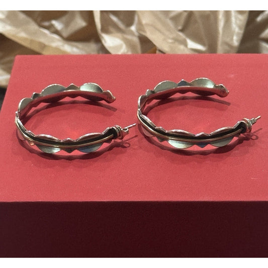 James Avery Retired Sterling Silver & Bronze Hoop Earrings Pre-Owned