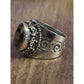 Vintage Sterling Silver Faceted Citrine Ring Sz 8.25 Artisan Filigree Swirl Band