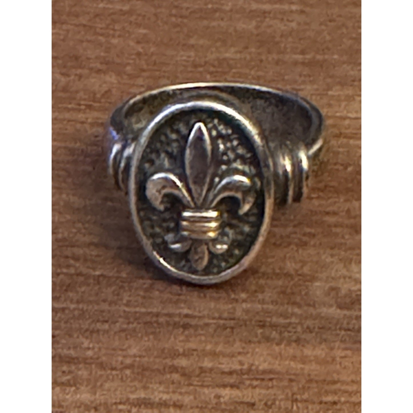 Vintage Ann King 925 Sterling Silver Fleur De Lis Ring w/ 18K Gold Accents 7.5