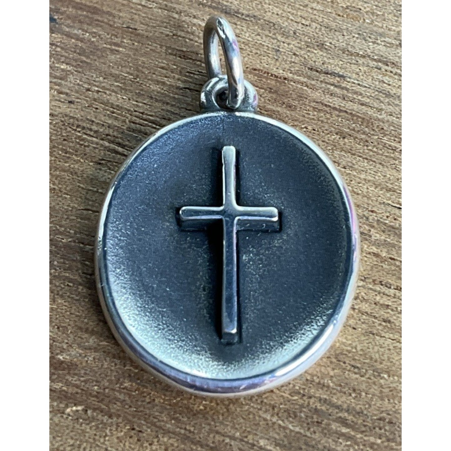 James Avery Retired Sterling Silver Oval Cross Charm Pendant In James Avery Box
