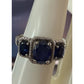 SAI Sterling Silver Blue Sapphire Blue 3 Stone Ring 925 Milgrain Setting Size 8