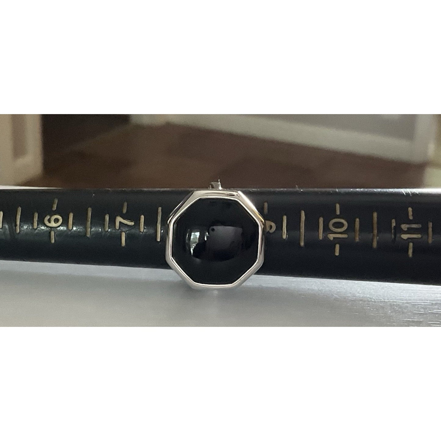 925 Sterling Silver Black Onyx Ring Thailand Octagon Signet Style Size 8