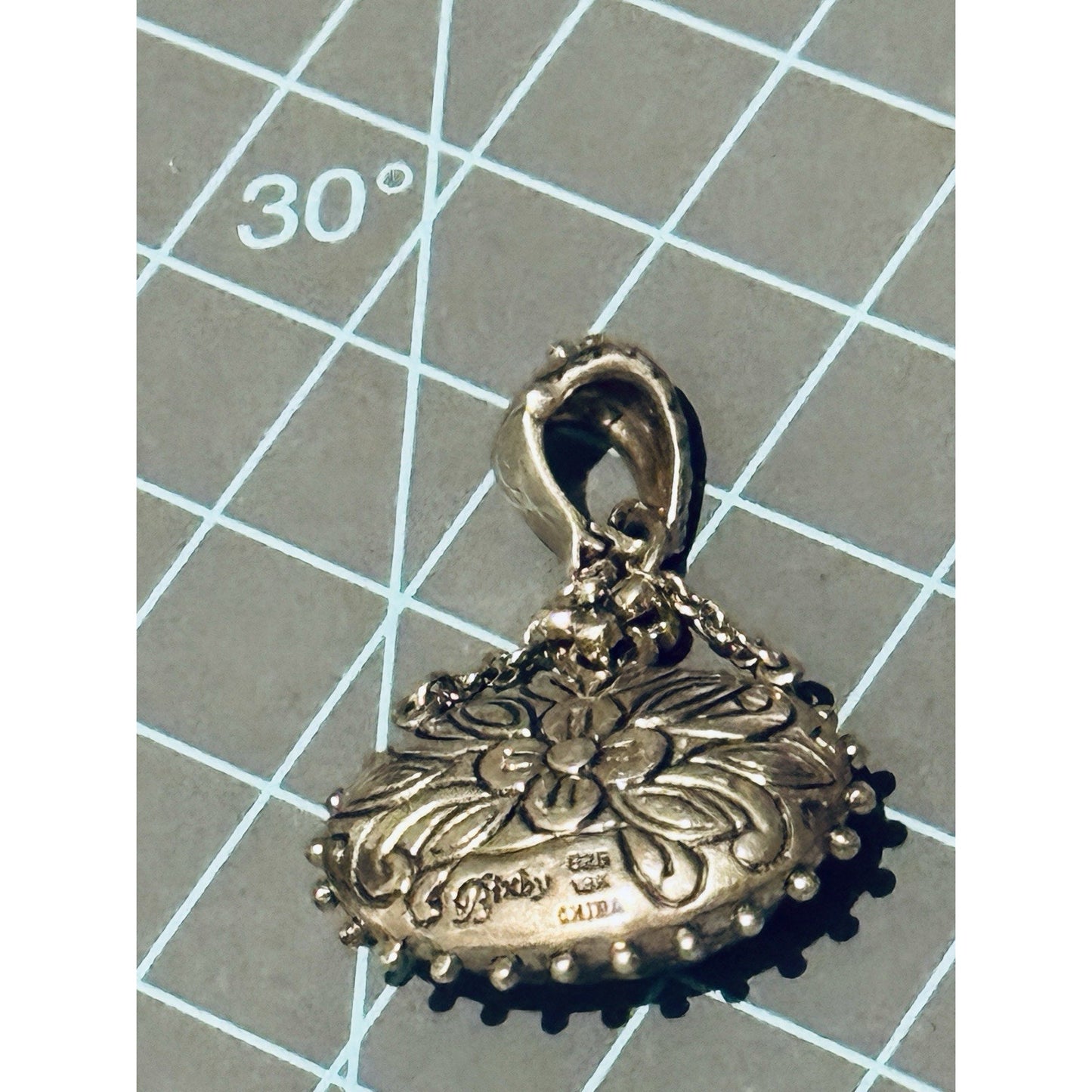 Barbara Bixby 925 Sterling 18K Gold Carved Aquamarine Pendant Enhancer 15g