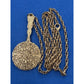 Vintage Gold Tone Hand Mirror Ornate Vanity Pendant 30” Gold Tone Necklace 1970s