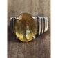 Vintage Sterling Silver 8.1g Citrine Ring Size 7.75 Ribbed Shoulder Design
