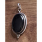 Vintage Sterling Silver Black Onyx Oval Pendant 925 Mexico 17g
