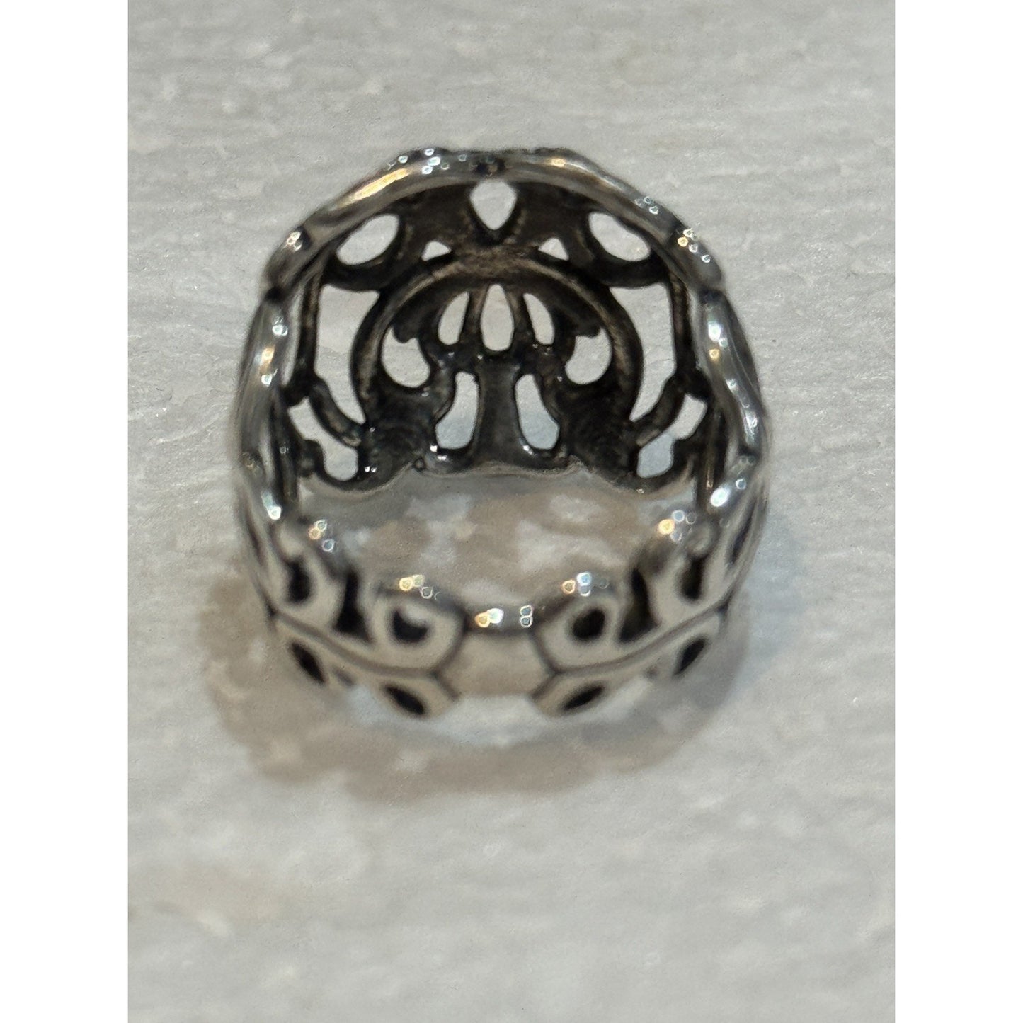 Carolyn Pollack Relios Sterling Silver Scroll Open Work Ring Size 6.5 Pre-Owned