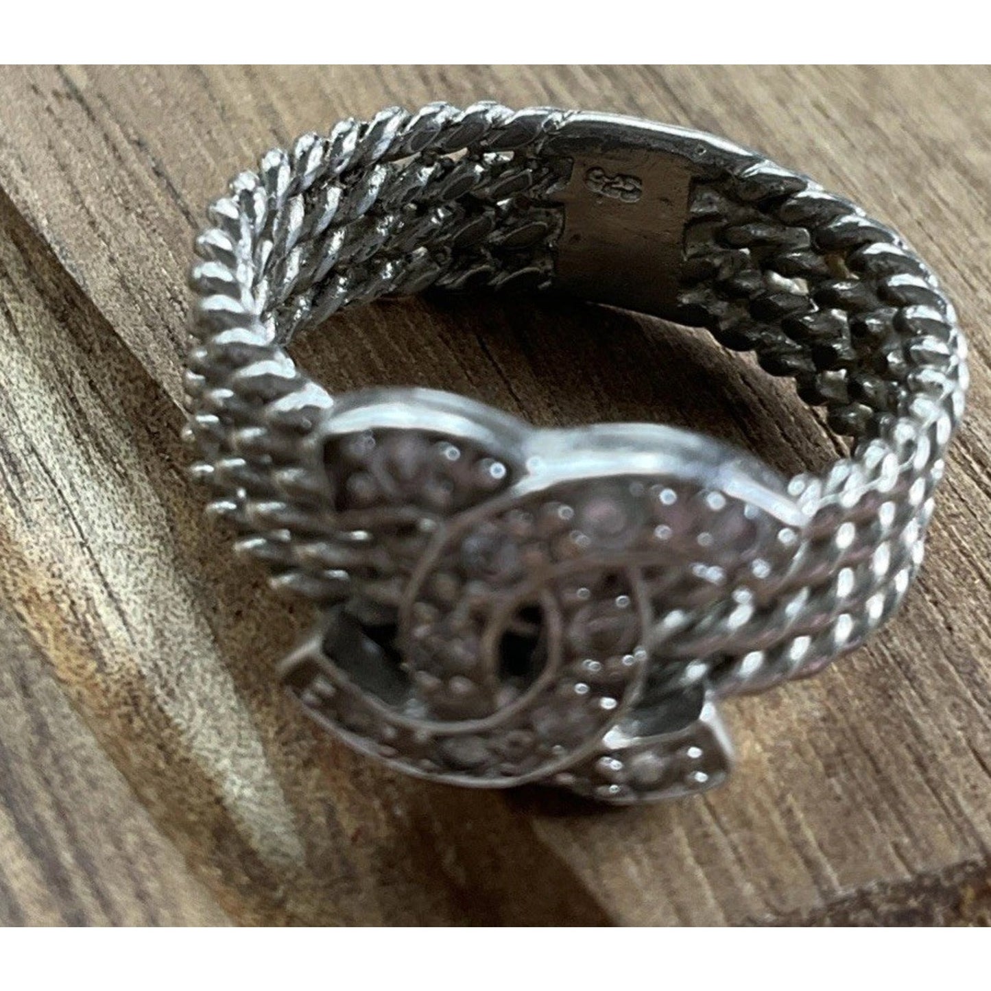 Sterling Silver CC Ring 925 CZ Pave Interlocking Ring Size 6