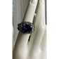 Sterling Silver 925 Blue CZ Cocktail Ring Ornate Enamel Statement Ring Size 6.5