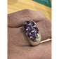 Vintage Sterling Silver 9 Stone Natural Amethyst Cluster Ring Size 6 Wide Band