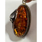 Vintage Baltic Amber Sterling Silver Pendant 17.9g 2” Tall Large Natural Amber
