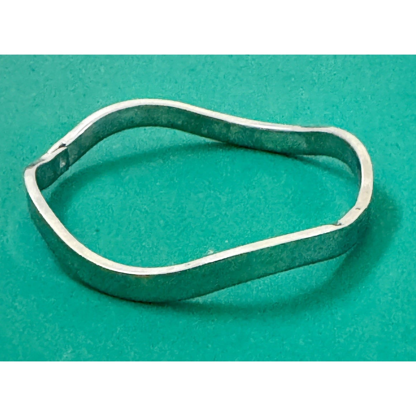 Vintage 925 Sterling Silver Modernist Mid Cen Wave Hinged Bangle Bracelet 26.2g
