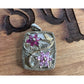 Sterling Silver 925 & 14K Gold Floral Pendant Pink Gemstone Flower Vintage Style