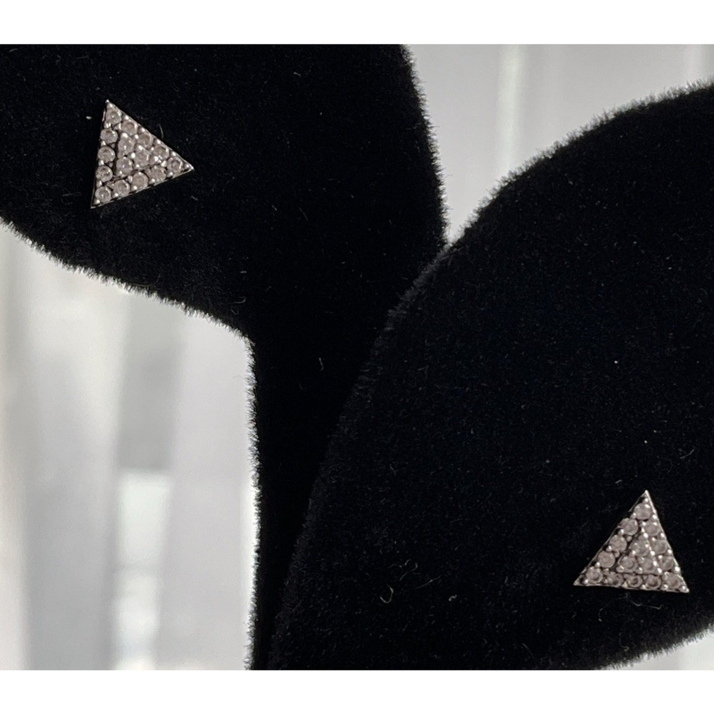 Vintage Sterling Silver Pave Triangle Stud Post 925 Earrings