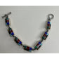 Vintage Mexico 925 Sterling Silver Multi Stone Inlay Link Bracelet 31g 7.5